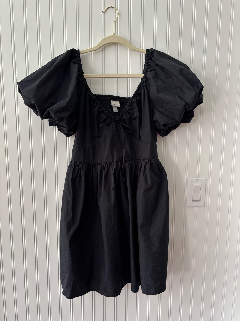 a new day Black Puff Sleeve Mini Dress